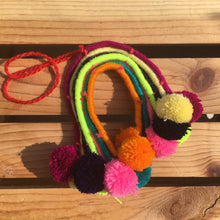 Load image into Gallery viewer, Handmade Hand Embroidered Mexican Felt Rainbow Arcoiris Pom Pom