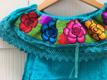 Load image into Gallery viewer, Handmade Girls Embroidered Mexican Blouse - Size 6 - Off the Shoulder Blouse