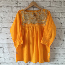 Load image into Gallery viewer, Womens Mexican Blouse - Embroidered Blouse - 3/4 Sleeve Blouse - Bohemian Blouse - Mexican Tunic Blouse - Medium Mexican Blouse - Fiesta