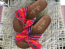 Load image into Gallery viewer, Handmade Mexican Bow Slide Sandals - Zapatos Artesanos - Size Womens 7