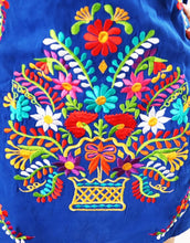 Load image into Gallery viewer, Handmade Women's Blue Embroidered Mexican Dress - Size Medium - Mexican Fiesta Dress - Vestido Bordado Mexicano - Artesanias Mexicanas