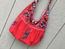 Load image into Gallery viewer, Handmade Floral Embroidered Mexican Satchel Morral Bag - Bolsa Bordada Mexicana