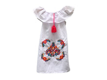 Load image into Gallery viewer, Handmade Girls Off the Shoulder Embroidered Mexican Dress - Size 4
