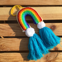 Load image into Gallery viewer, Handmade Hand Embroidered Mexican Felt Rainbow Arcoiris Pom Pom