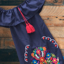Load image into Gallery viewer, Handmade Girls Off the Shoulder Embroidered Mexican Dress - Size 6