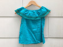 Load image into Gallery viewer, Handmade Girls Embroidered Mexican Blouse - Size 6 - Off the Shoulder Blouse
