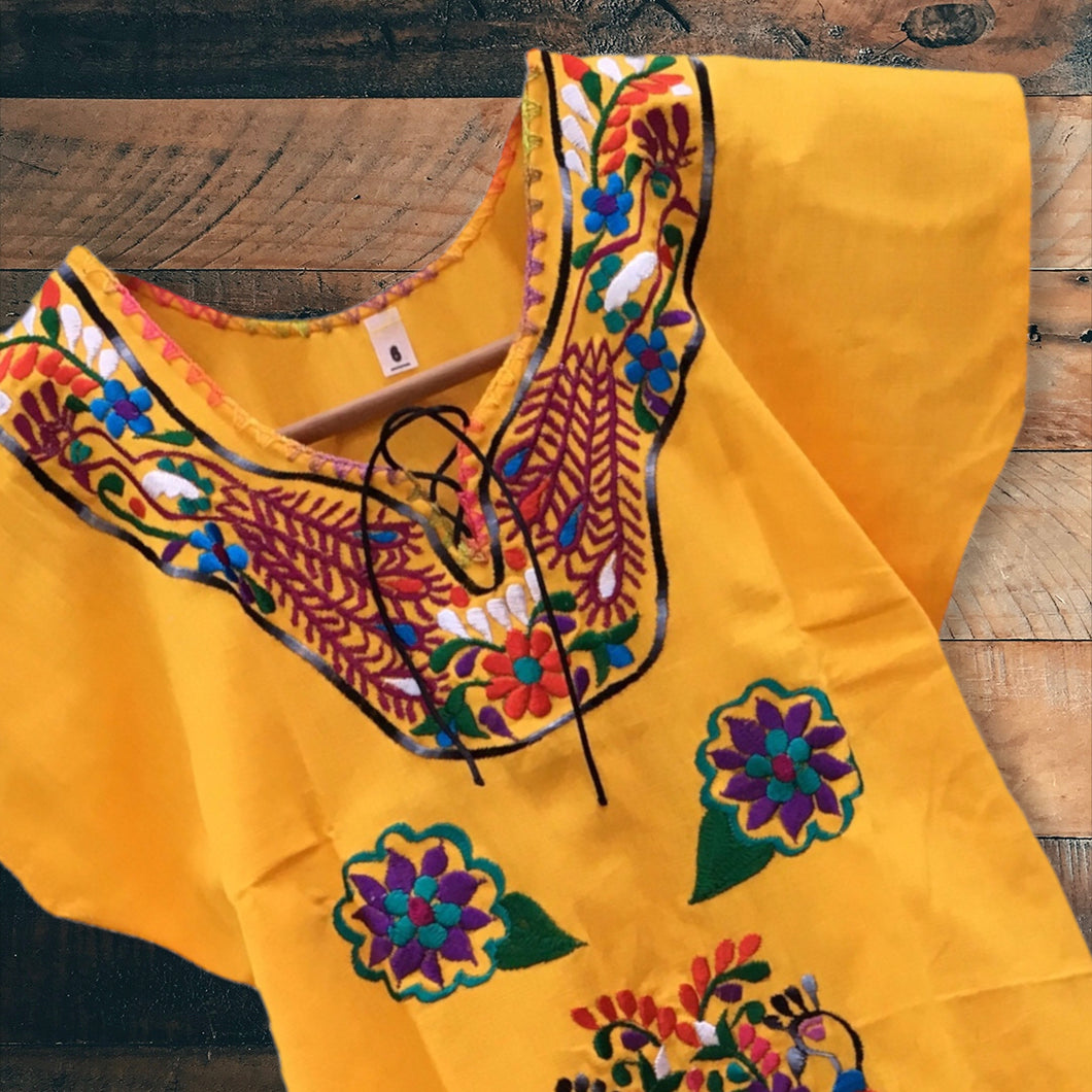 Handmade Girls Embroidered Mexican Dress - Size 6