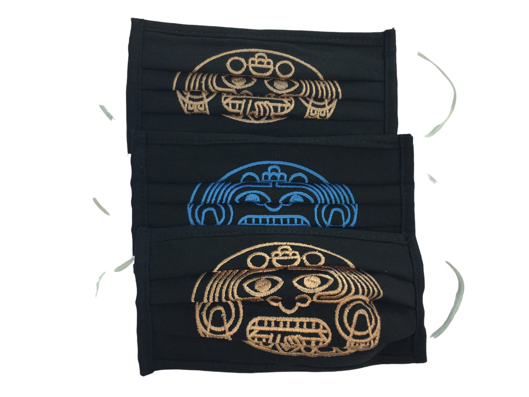 3 Pack of Handmade Mexican Embroidered Fabric Face Masks - Aztec Face Mask