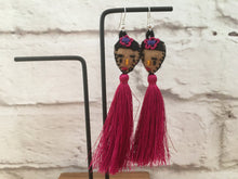 Load image into Gallery viewer, Handmade Mexican FridaTassel Earrings - Aretes de Frida Hechos a Mano en Mexico - Gift for Her - Mexican Folk Art Crafts - Mexican Jewelry
