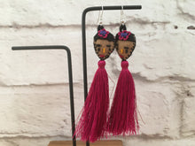 Load image into Gallery viewer, Handmade Mexican FridaTassel Earrings - Aretes de Frida Hechos a Mano en Mexico - Gift for Her - Mexican Folk Art Crafts - Mexican Jewelry