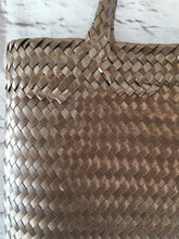 Load image into Gallery viewer, Handmade Brown Woven Mexican Tote Bag & Pom Pom - Mexican Palm Bag - Mexican Beach Tote Bag - Bolsa Artesanal Mexicana - Gift Idea