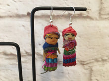 Load image into Gallery viewer, Handmade Mexican Worry Doll Earrings - Fabric Earrings - Aretes de Muñecas - Bohemian Jewelry - Gift for Her - Mexican Folk Art Crafts