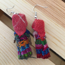 Load image into Gallery viewer, Handmade Mexican Worry Doll Earrings - Fabric Earrings - Aretes de Muñecas - Bohemian Jewelry - Gift for Her - Mexican Folk Art Crafts