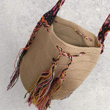 Load image into Gallery viewer, Handmade Crocheted Mexican Satchel Bag Purse - Mayan Morral Bag with Tassels