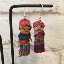 Load image into Gallery viewer, Handmade Mexican Worry Doll Earrings - Fabric Earrings - Aretes de Muñecas - Bohemian Jewelry - Gift for Her - Mexican Folk Art Crafts