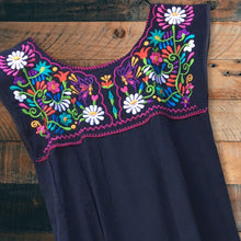 Load image into Gallery viewer, Handmade Women's Floral Embroidered Mexican Dress - Midi Dress - Size Medium