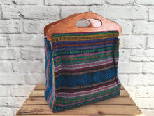 Load image into Gallery viewer, Handmade Woven Mexican Handbag Purse Tote Bag with Wood Handles - Bohemian Boho Hippie Handbag Purse - Bolsa Mexicana