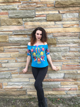 Load image into Gallery viewer, Handmade 3/4 Sleeve Embroidered Mexican Blouse - Size Small