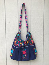 Load image into Gallery viewer, Handmade Floral Embroidered Mexican Satchel Morral Bag - Bolsa Bordada Mexicana