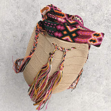 Load image into Gallery viewer, Handmade Crocheted Mexican Satchel Bag Purse - Mayan Morral Bag with Tassels
