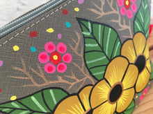 Load image into Gallery viewer, Hand Painted Floral Mexican Cosmetic Bag - Vegan Cruelty Free Makeup Bag - Bohemian Cosmetic Bag - Bolsa Cosmetica - Artesanias