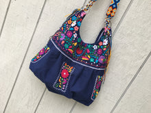 Load image into Gallery viewer, Handmade Floral Embroidered Mexican Satchel Morral Bag - Bolsa Bordada Mexicana
