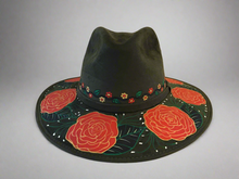 Load image into Gallery viewer, Hand Painted Mexican Hat - Painted Mexican Sombrero Hat - Painted Mexican Cowgirl Hat - Painted Panama Hat - Sombrero Pintado - Cowboy Hat
