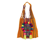 Load image into Gallery viewer, Handmade Embroidered Mexican Sugar Skull Woven Tote Bag - Dia de los Muertos
