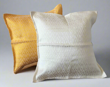Load image into Gallery viewer, Mexican Handmade Synthetic Silk Pillow Cover 12” x 12” Red White Yellow
