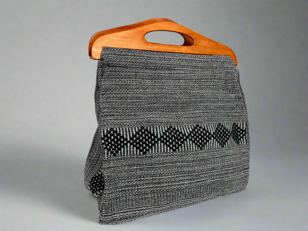 Handmade Mexican Baja Hoodie Bag Purse with Wood Handle