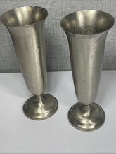 Load image into Gallery viewer, Pair of Vintage Continental Mark Pewter Bud Vases / Cup #857 – 11” Tall Lot

