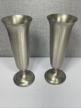 Load image into Gallery viewer, Pair of Vintage Continental Mark Pewter Bud Vases / Cup #857 – 11” Tall Lot
