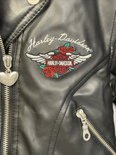 Load image into Gallery viewer, Vintage Harley Davidson Women's Black Poly Vinyl Embroidered Logos  Jacket Small
