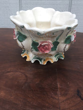 Load image into Gallery viewer, Vintage Porcelain Floral Italy Made Centerpiece Bowl Hand Painted 9.5” Length
