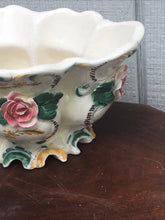 Load image into Gallery viewer, Vintage Porcelain Floral Italy Made Centerpiece Bowl Hand Painted 9.5” Length
