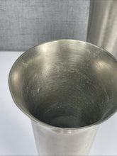 Load image into Gallery viewer, Pair of Vintage Continental Mark Pewter Bud Vases / Cup #857 – 11” Tall Lot
