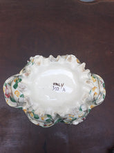Load image into Gallery viewer, Vintage Porcelain Floral Italy Made Centerpiece Bowl Hand Painted 9.5” Length
