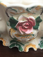 Load image into Gallery viewer, Vintage Porcelain Floral Italy Made Centerpiece Bowl Hand Painted 9.5” Length
