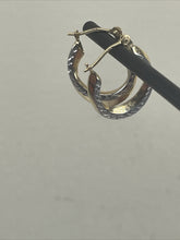 Load image into Gallery viewer, Vintage Multi Tone Gold 14K  Earrings Hoop Circular Hand Crafted Bohemian
