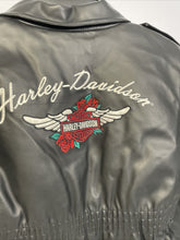 Load image into Gallery viewer, Vintage Harley Davidson Women's Black Poly Vinyl Embroidered Logos  Jacket Small

