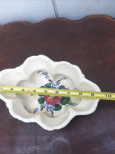 Load image into Gallery viewer, Vintage Porcelain Floral Italy Made Centerpiece Bowl Hand Painted 9.5” Length
