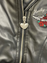 Load image into Gallery viewer, Vintage Harley Davidson Women's Black Poly Vinyl Embroidered Logos  Jacket Small
