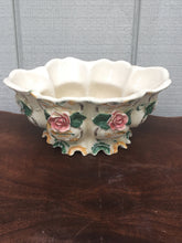 Load image into Gallery viewer, Vintage Porcelain Floral Italy Made Centerpiece Bowl Hand Painted 9.5” Length

