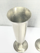 Load image into Gallery viewer, Pair of Vintage Continental Mark Pewter Bud Vases / Cup #857 – 11” Tall Lot

