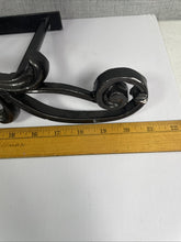 Load image into Gallery viewer, Decorative Black Metal Wall Shelf Bracket Scroll Floral Fan Design 20.5” Wide
