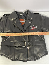 Load image into Gallery viewer, Vintage Harley Davidson Women's Black Poly Vinyl Embroidered Logos  Jacket Small
