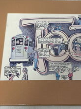 Load image into Gallery viewer, Peter 1983 School Life Cartoon Print Signed Vintage Matted 30” Pre Owned
