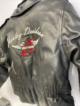Load image into Gallery viewer, Vintage Harley Davidson Women's Black Poly Vinyl Embroidered Logos  Jacket Small
