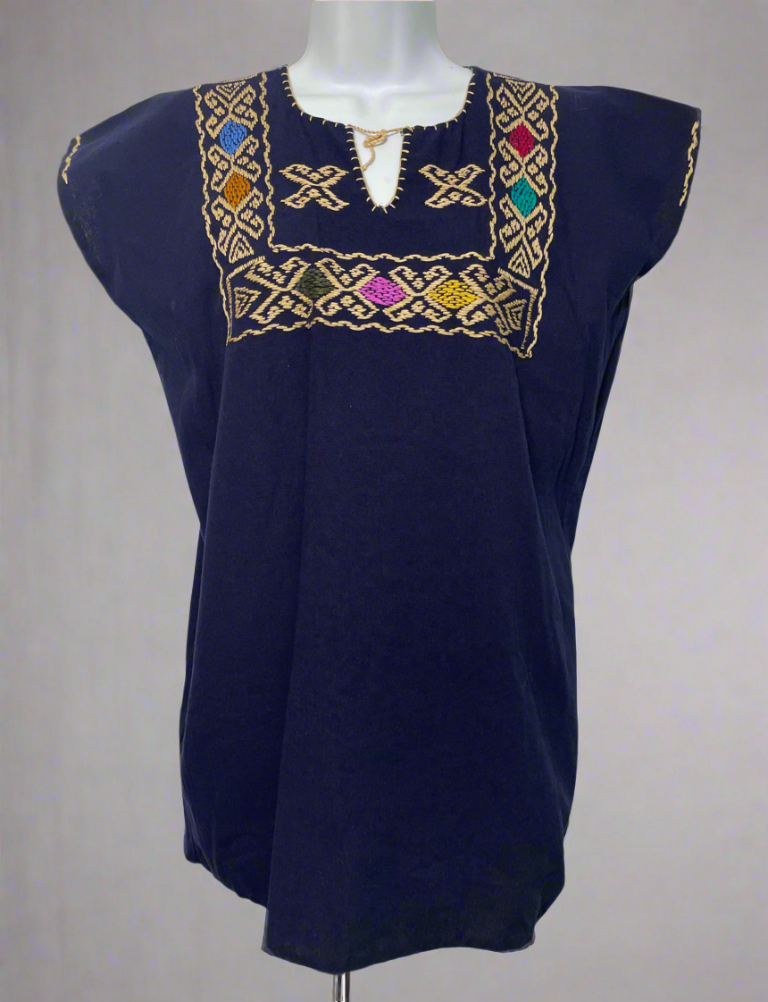 Handmade Embroidered Mexican Blouse - Size Medium