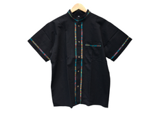 Load image into Gallery viewer, Handmade Men&#39;s Traditional Black Mexican Guayabera - Size Small Medium Large XL
